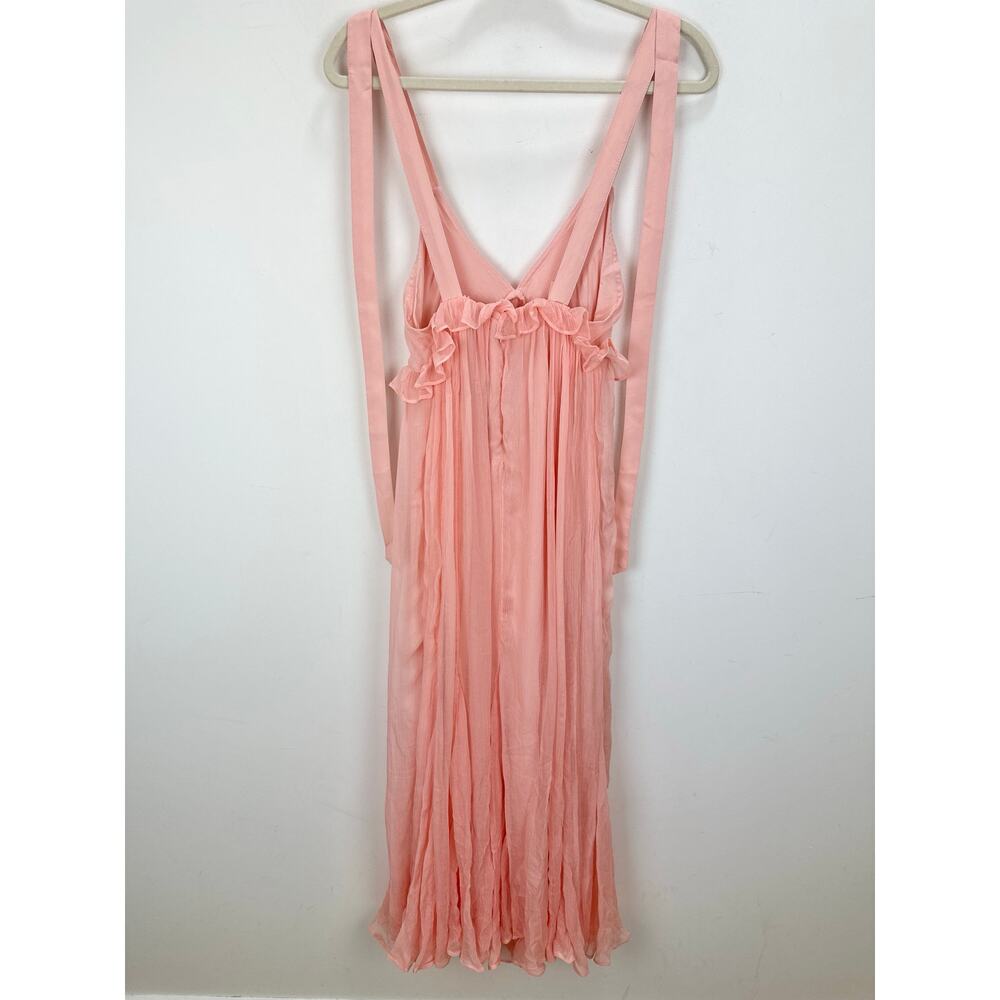 J.Crew Collection Ruffle Trim Midi Dress Crinkle Cupro Blushed Peach US 2 NWT - Picture 14 of 14